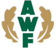 logo Akademii Wychowania Fizycznego – zielone litery AWF pomiędzy złotymi liścmi dębowymi