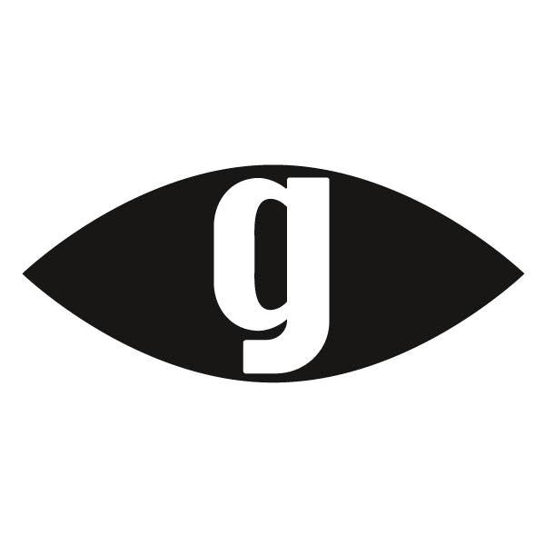 logo Kwiaciarni Grafiki - biała litera G wewnątrz czarnego kształtu oka